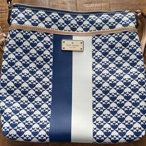 Kate Spade Navy and White Geometric Crossbody Bag